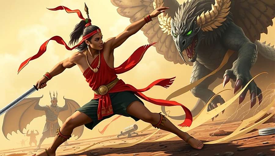 Anise Adventure King Combat System Anise Adventure King combat scene showing the protagonist using traditional Kalaripayattu martial arts against mythical creatures inspired by Indian folklore