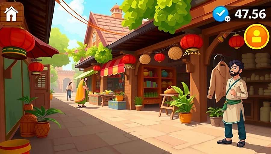 Anise Adventure King Village Exploration Anise Adventure King gameplay scene showing the protagonist exploring a vibrant Indian village marketplace with traditional shops and characters in regional attire