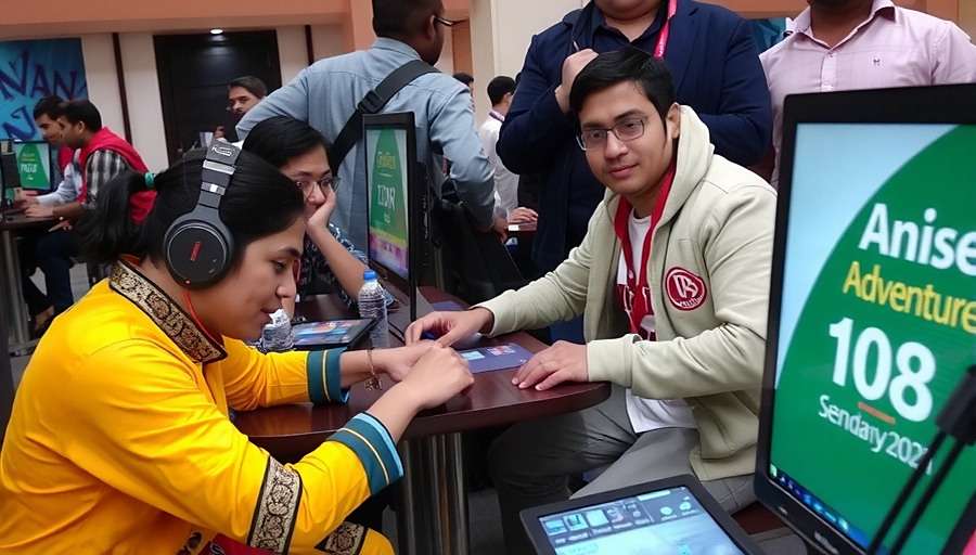 Anise Adventure King Community Tournament Anise Adventure King player community meetup in Bangalore with gamers dressed in regional attire competing in a tournament