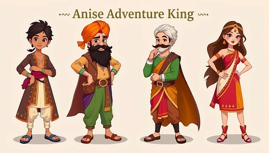 Anise Adventure King Regional Character Customization Anise Adventure King showing regional character costume variations including Punjabi, Bengali, Gujarati, and South Indian traditional attire